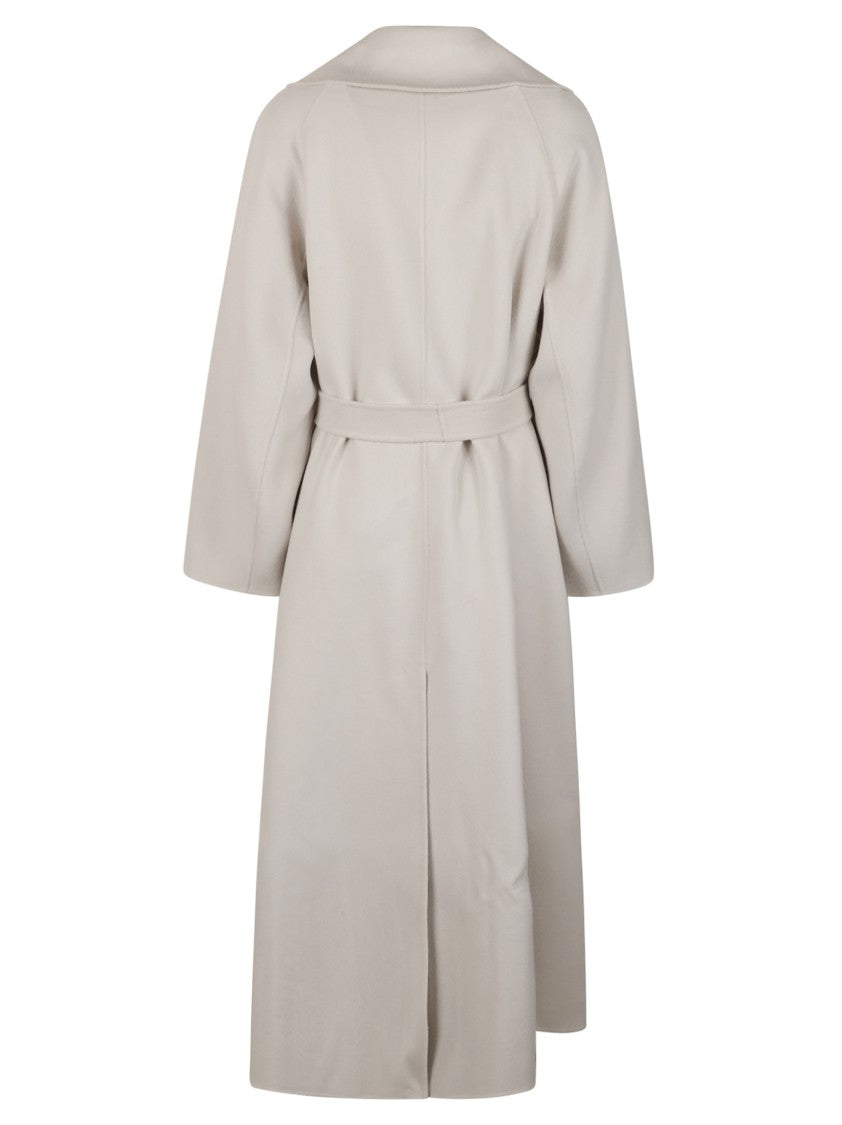 Max Mara White Mid-Length Coat With Wide Lapel