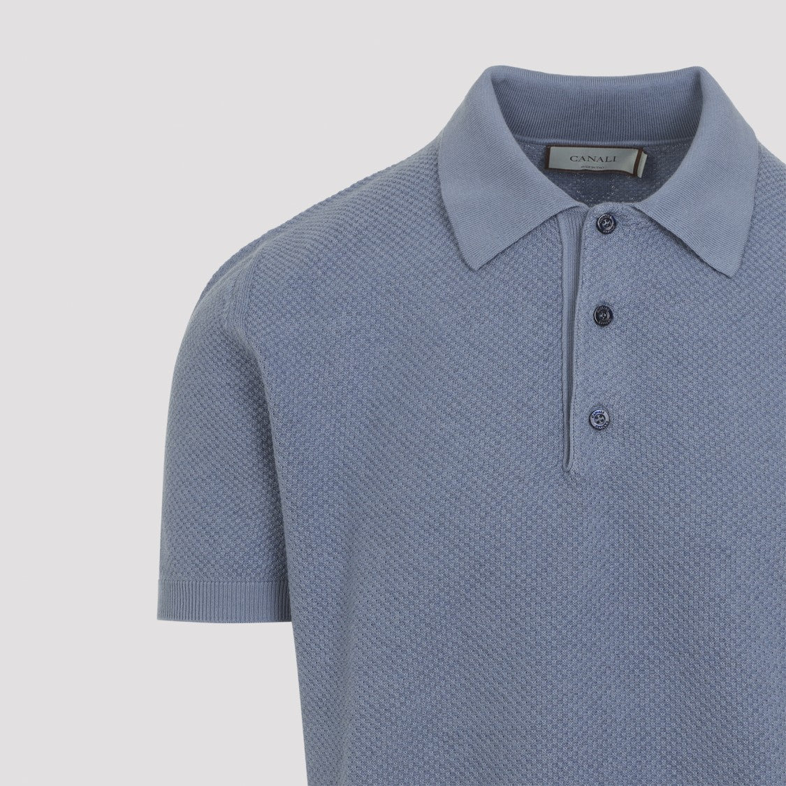 Canali Textured Knit Polo Shirt With Classic Collar