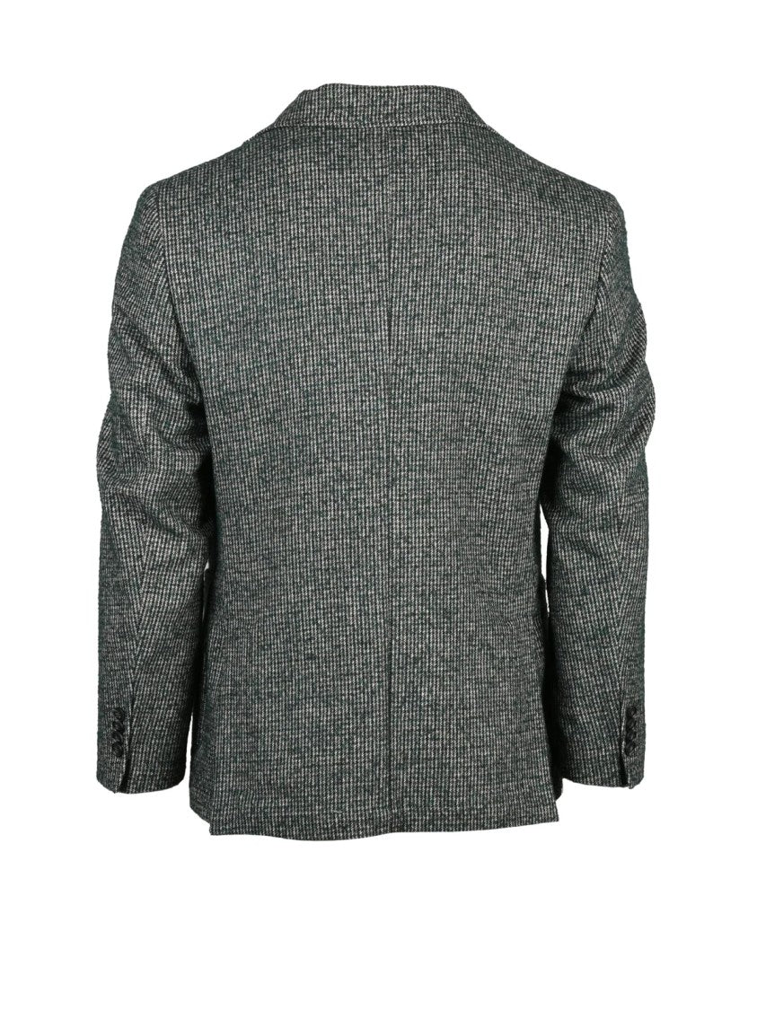 Manuel Ritz Green Textured Unlined Cotton-Blend Jacket