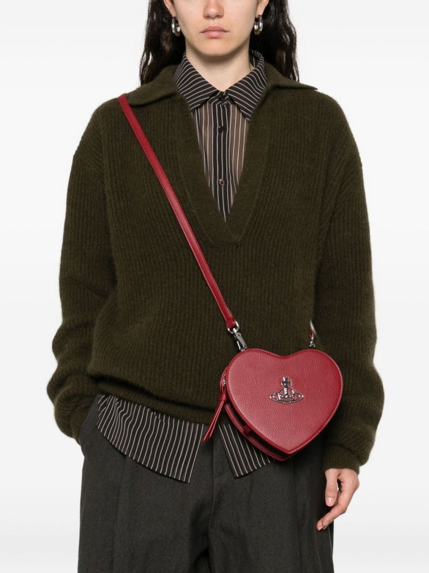 Vivienne Westwood Heart-Shaped Red Leather Bag With Orb Detail