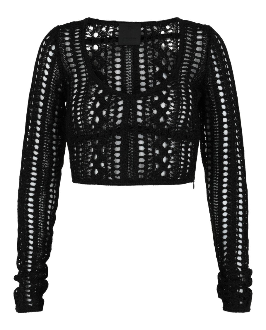 Givenchy Cropped Open-Knit Straps Sweater