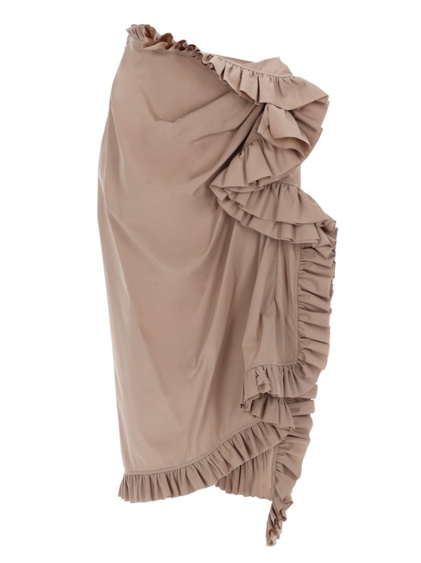 Dries Van Noten Neutrals Sina Asymmetrical Ruffled Cotton Midi Skirt