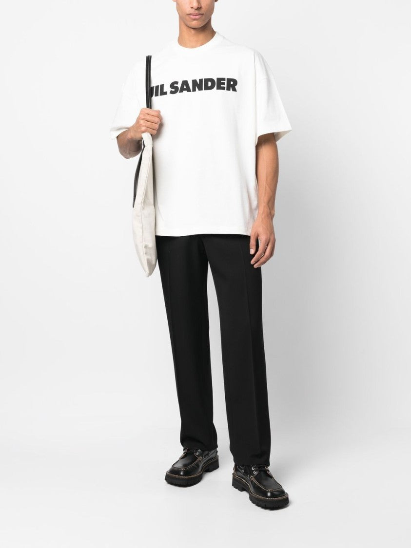 Jil Sander White Cotton T-Shirt With Logo Print