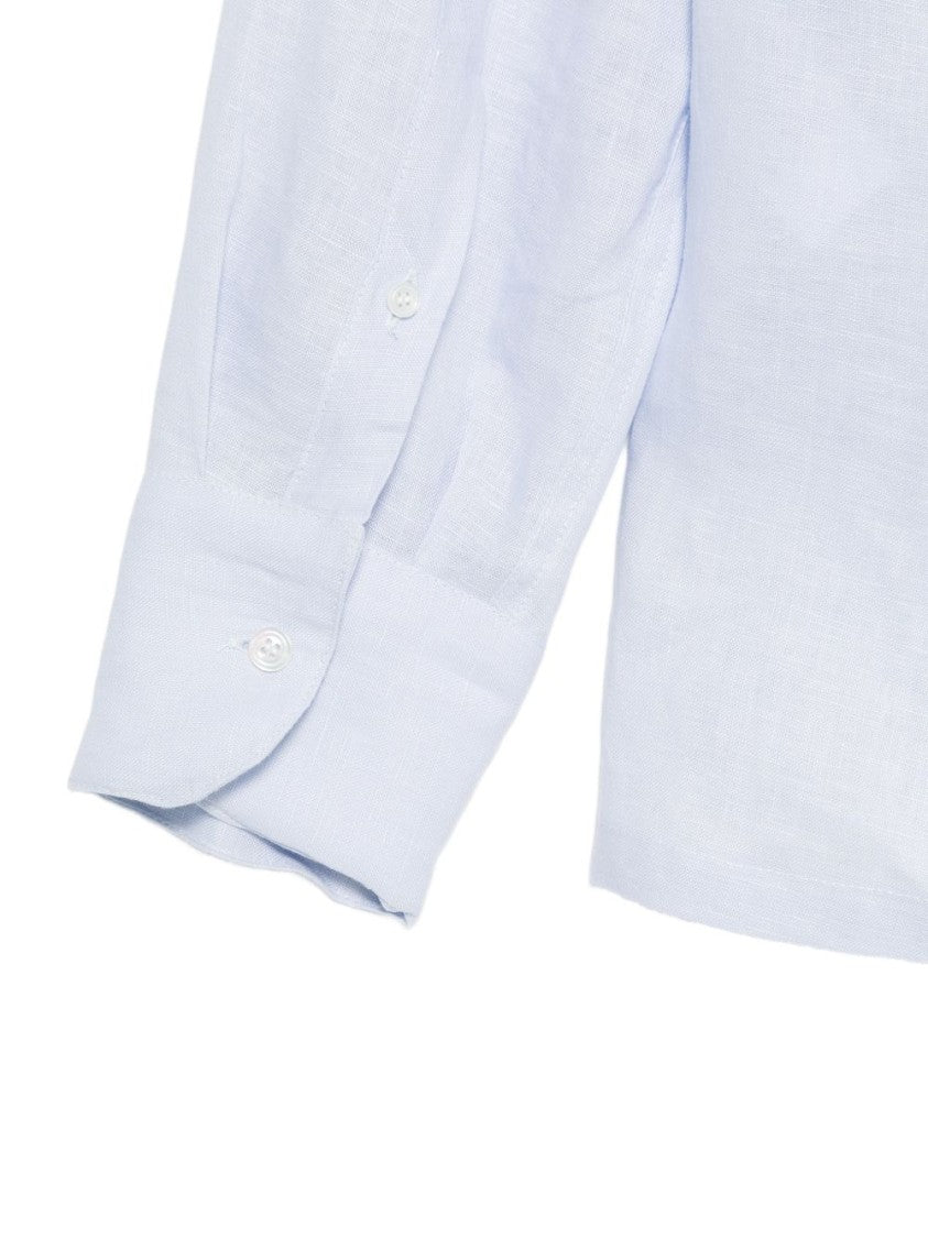 Doppiaa Relaxed Fit Blue Linen Shirt