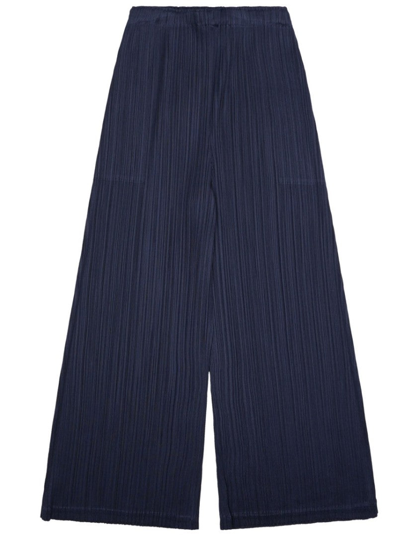 Pleats Please Issey Miyake Neutrals Pleated Cropped Polyester Wide-Leg Pants
