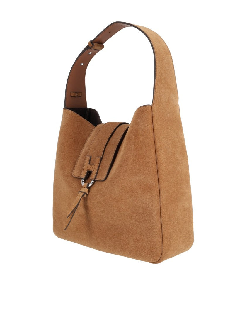 Hogan H01x Vertical Hobo Calfskin Suede Hobo Bag