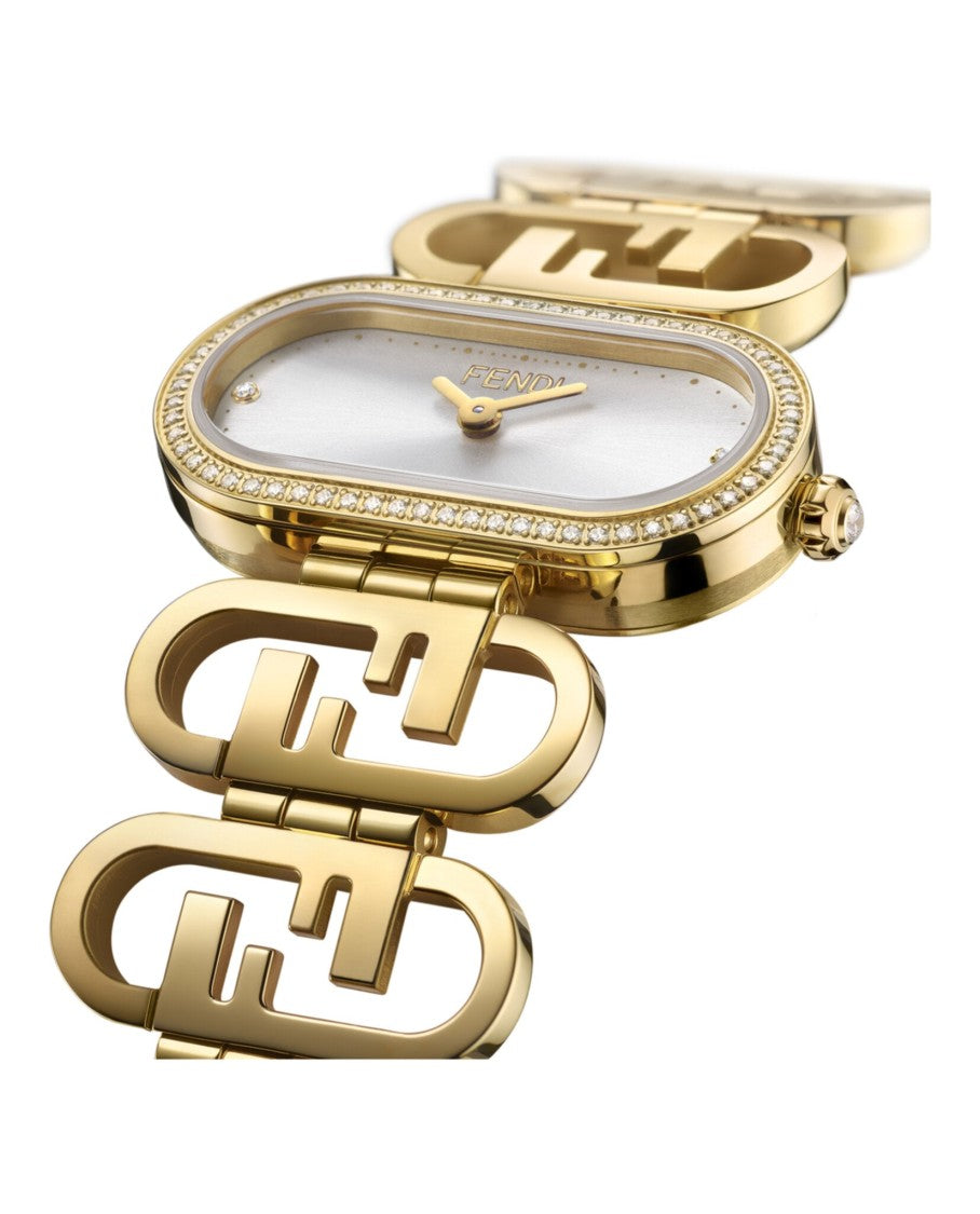 Fendi O'lock Diamond Watch With Yellow Gold Bracelet And Sunray Dial