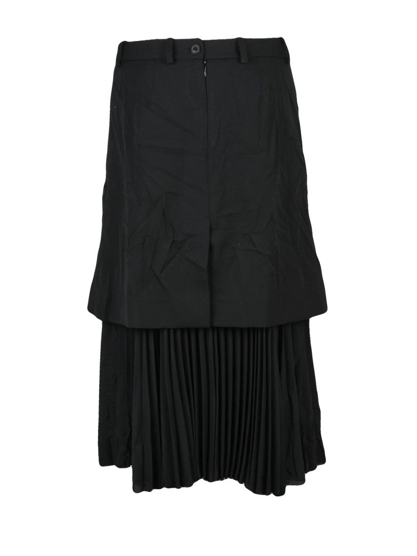 Balenciaga Pleated Midi Skirt With Layered Design And Structured Silhouette