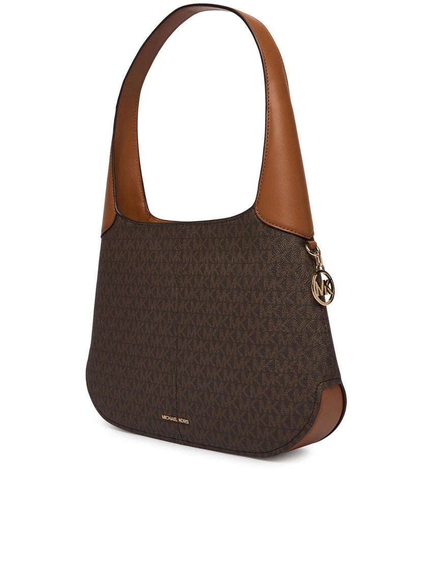 Michael Kors Dark Brown Monogram Curved Shoulder Bag