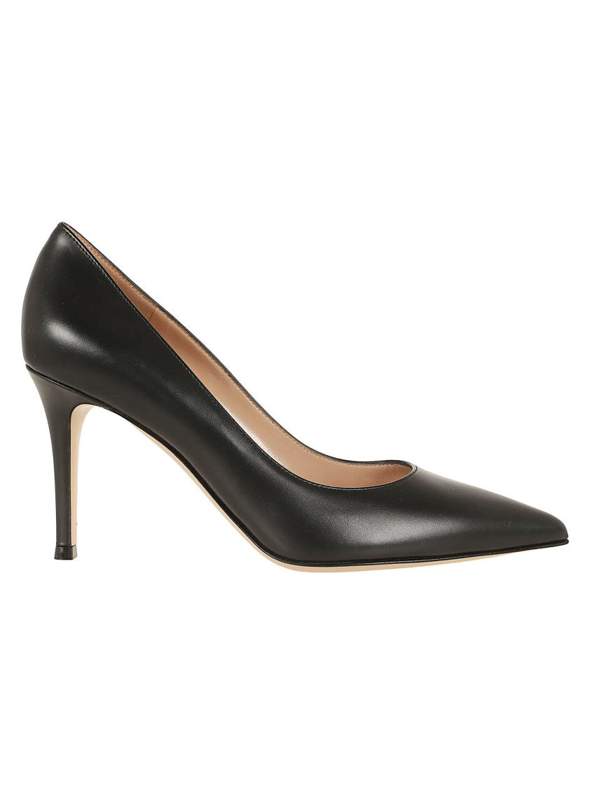 Gianvito Rossi Tapered Silhouette Black Nappa Leather Pumps