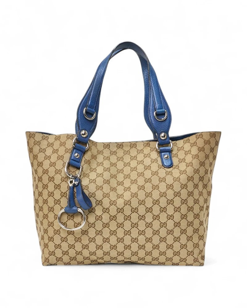 Gucci Horsebit Medium Gg Supreme Light Blue Shopper