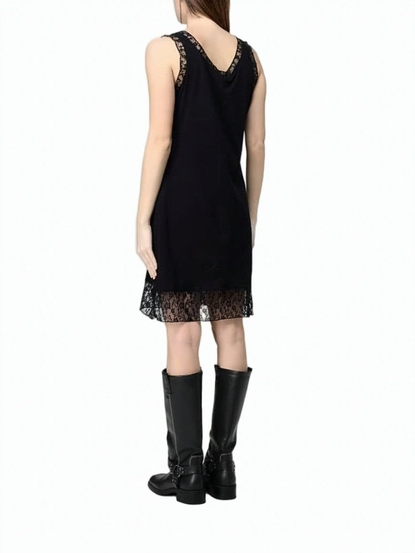 Our Legacy Black Midi Dress With Lace Trim
