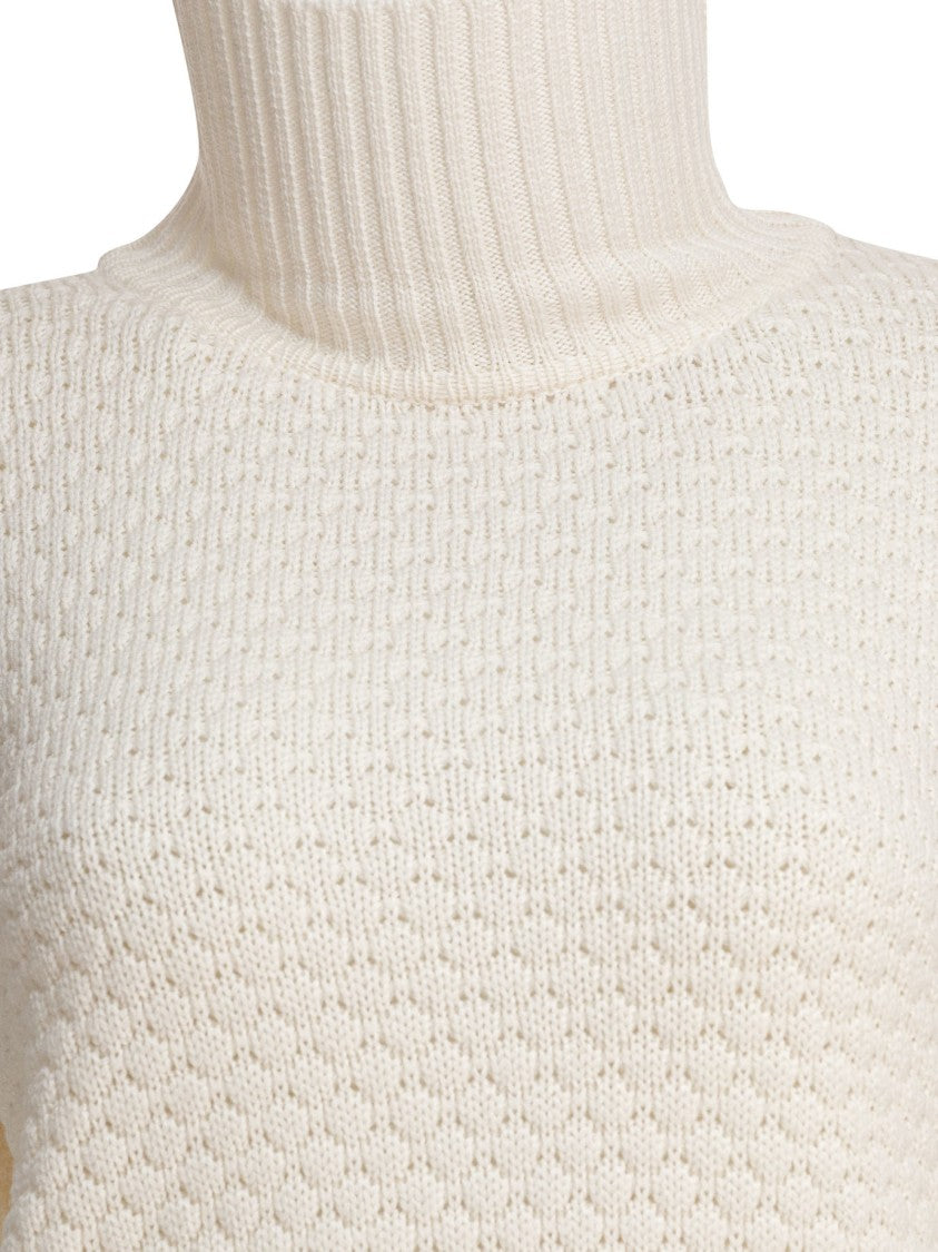 Rakki' Textured Merino Wool Sweater With High Turtleneck