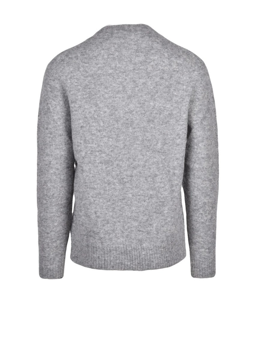Ballantyne Grey Textured Alpaca-Blend Crewneck Sweater