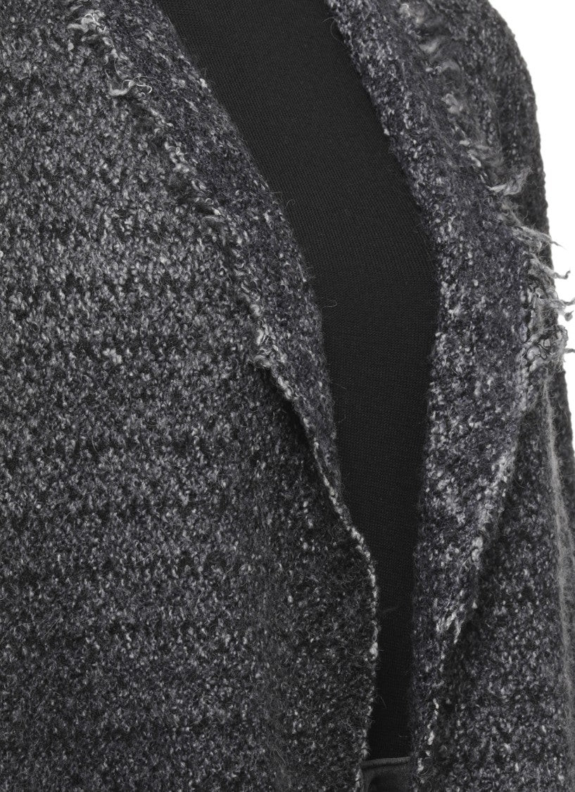 Avant Toi Textured Knit Wool Cardigan With Fringed Edges