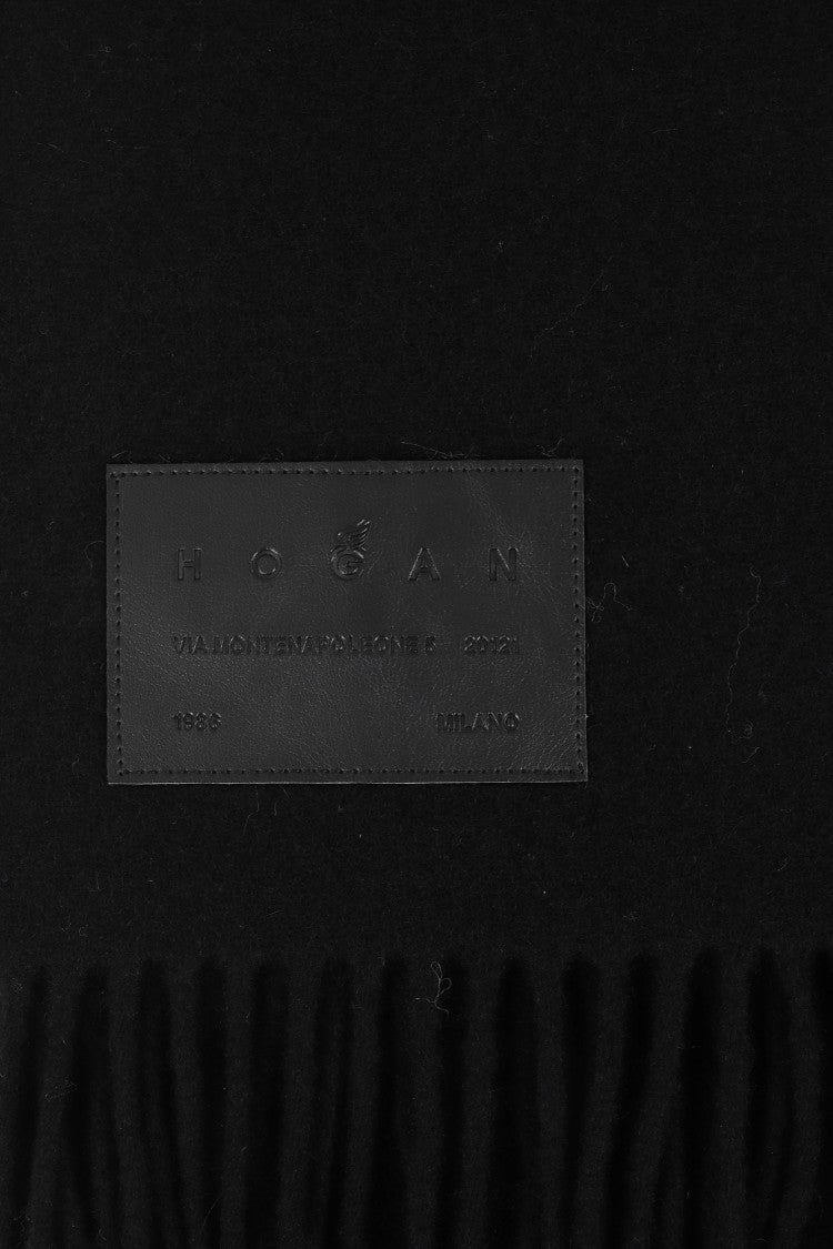 Hogan Fringe-Trim Wool Scarf With Logo Detail