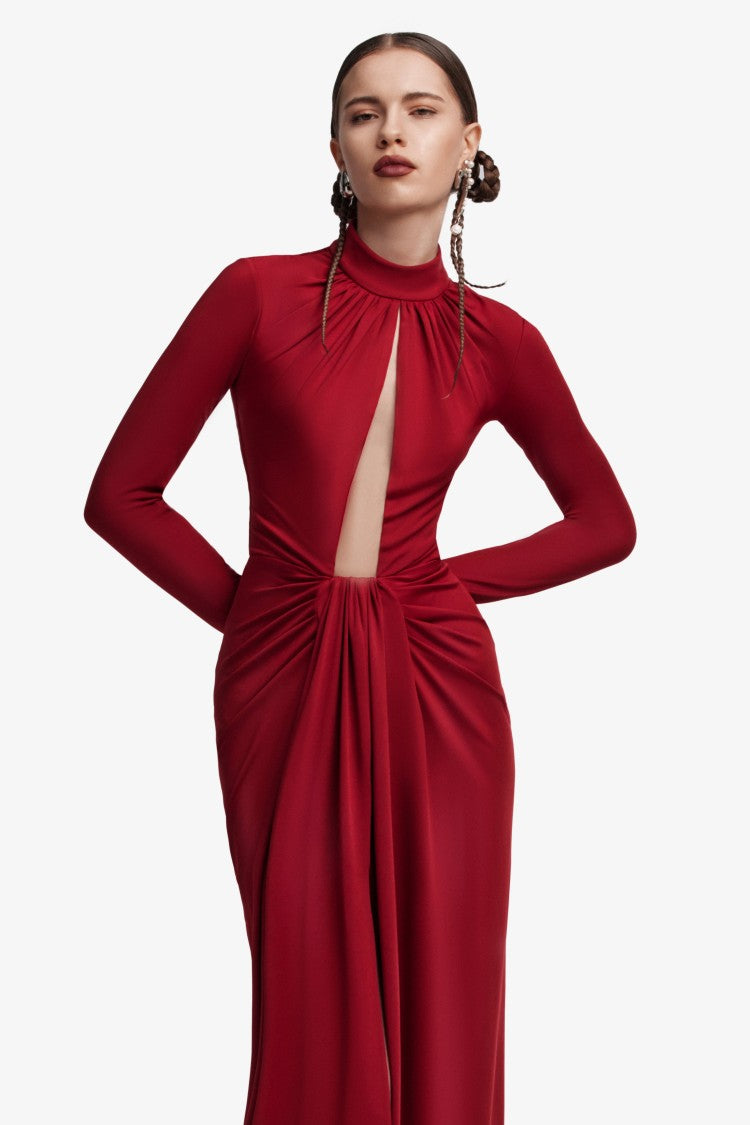 Saiid Kobeisy Jersey Pleated Long Dress