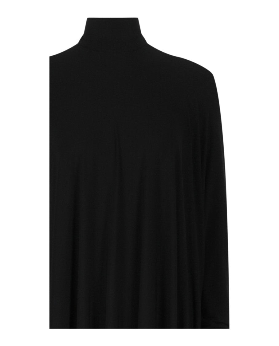 Balenciaga Mock-Neck Fitted Cycling Tunic Dress With Draped Overlay