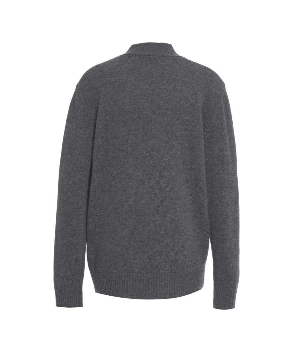 Jucca Button-Down Virgin Wool Cardigan With Deep V-Neckline