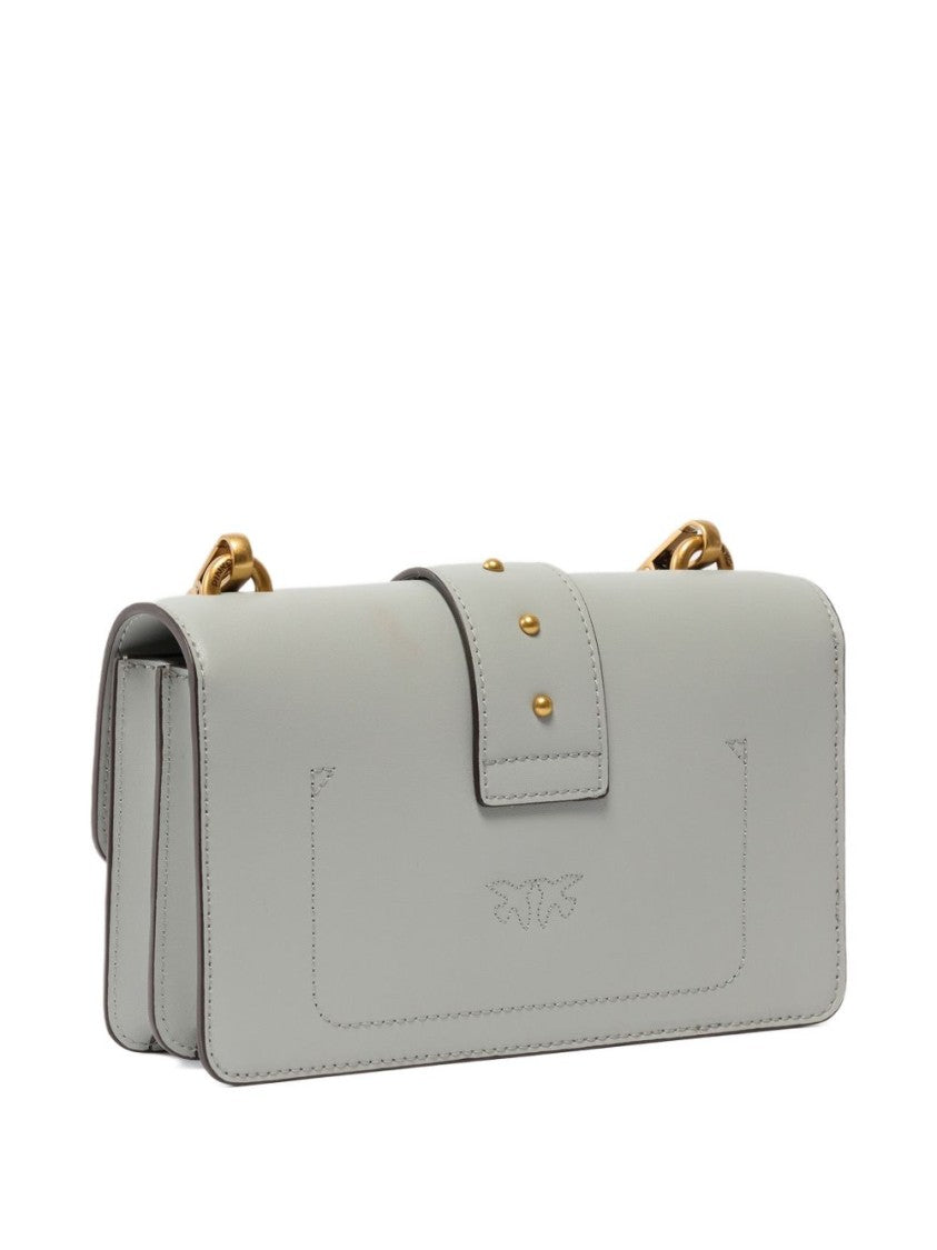 Pinko Rectangular Grey Handbag With Bird Clasp