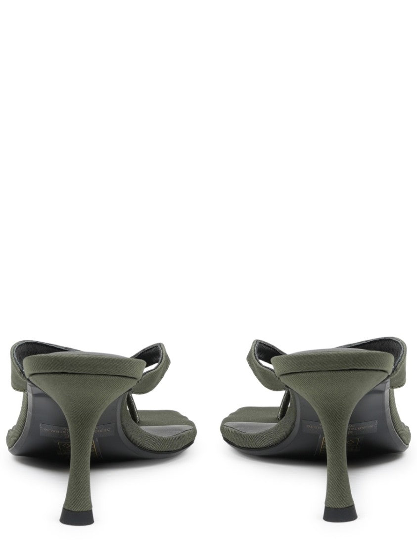 Senso Brown Square-Toe Thong Leather Heels