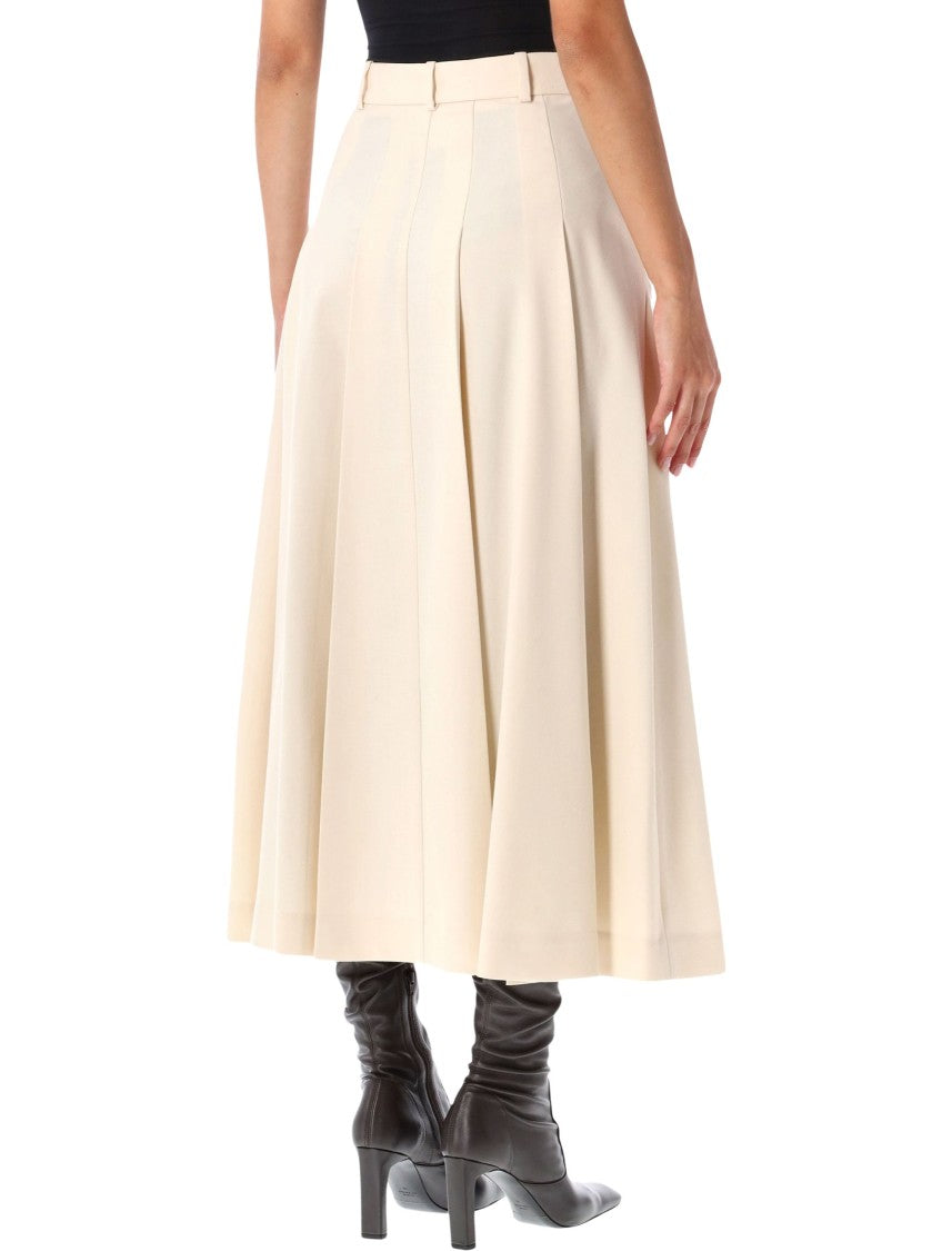 By Malene Birger Flared Midi Skirt With Structured Pleats And Tailored Design