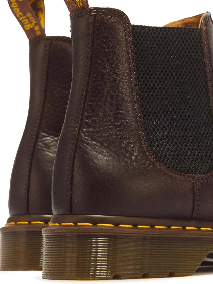 Dr. Martens Brown Elastic Side Panels Leather Ankle Boots
