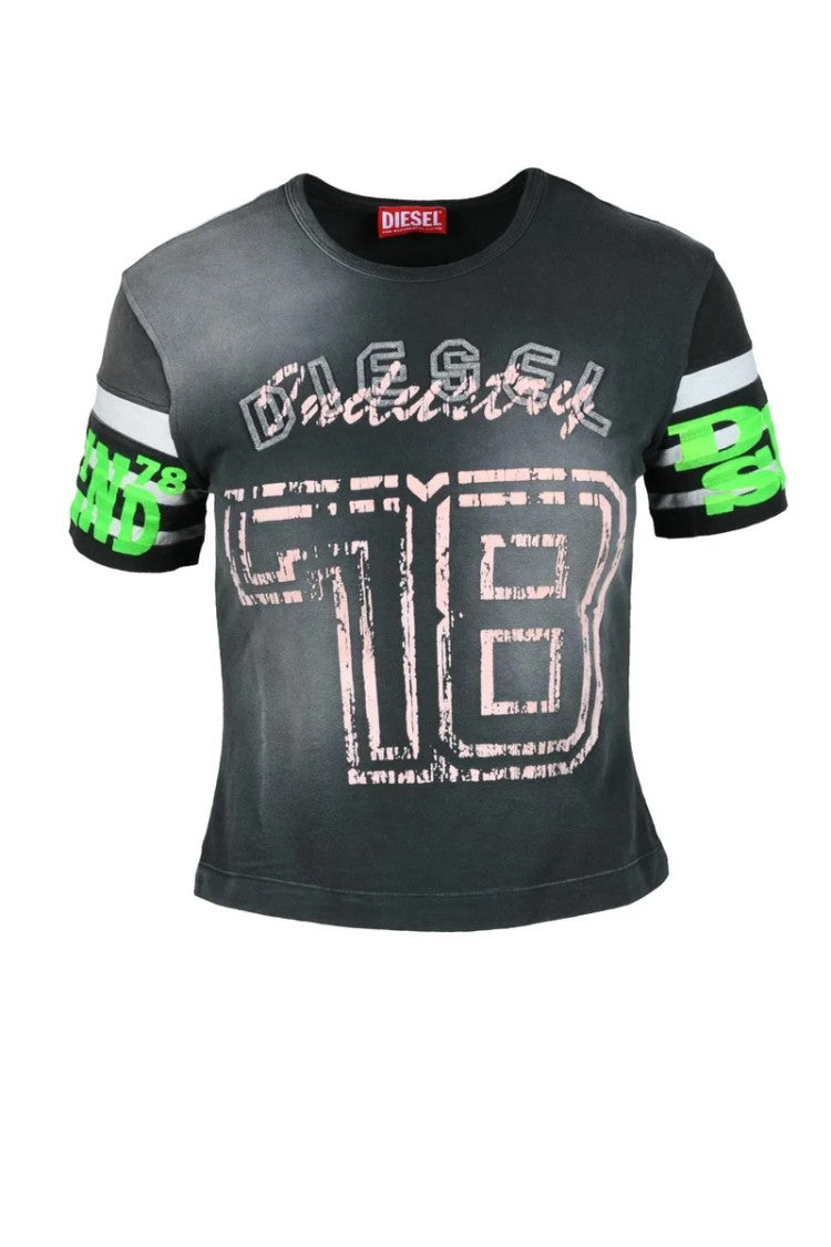 Diesel Grey/Pink Crew Neck T-Shirt