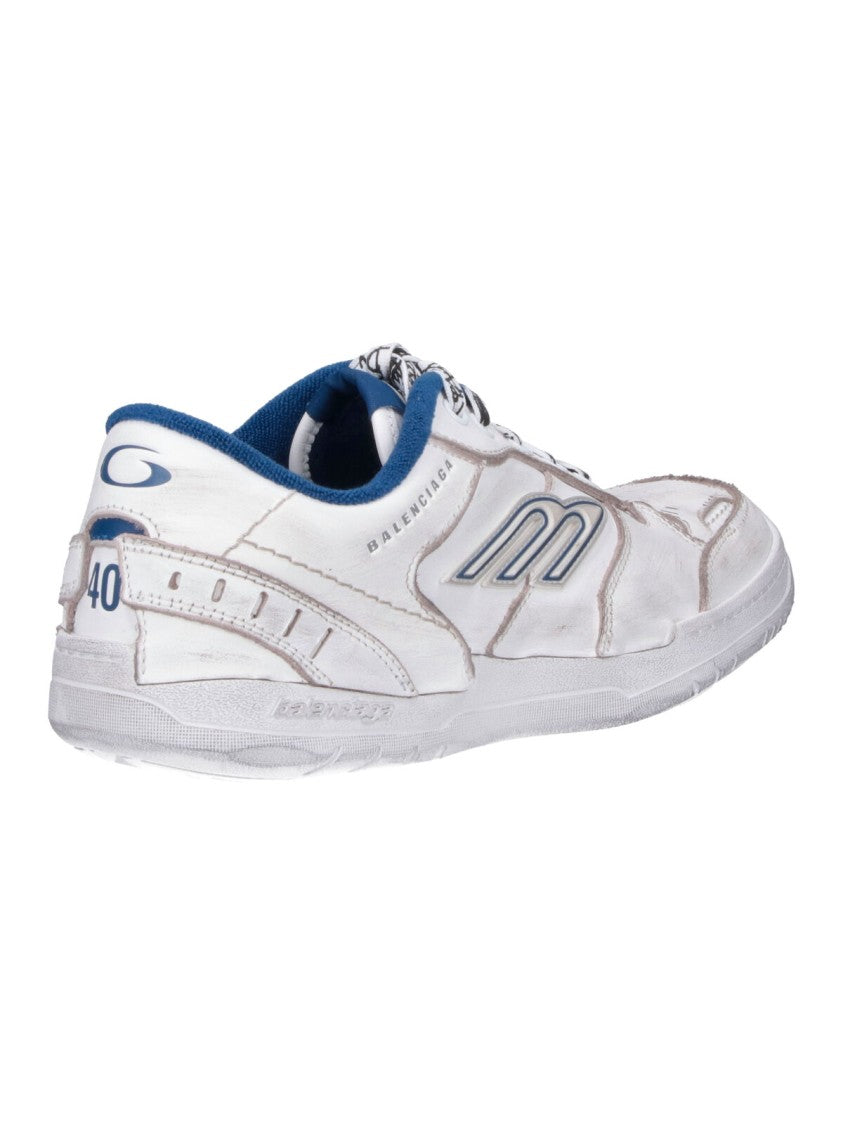 Balenciaga White Hamptons Calfskin Leather Low-Top Sneakers