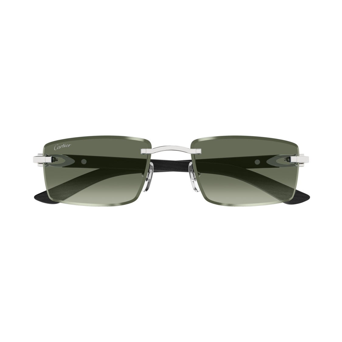 Cartier Rimless Rectangular Sunglasses With Green Gradient Lenses