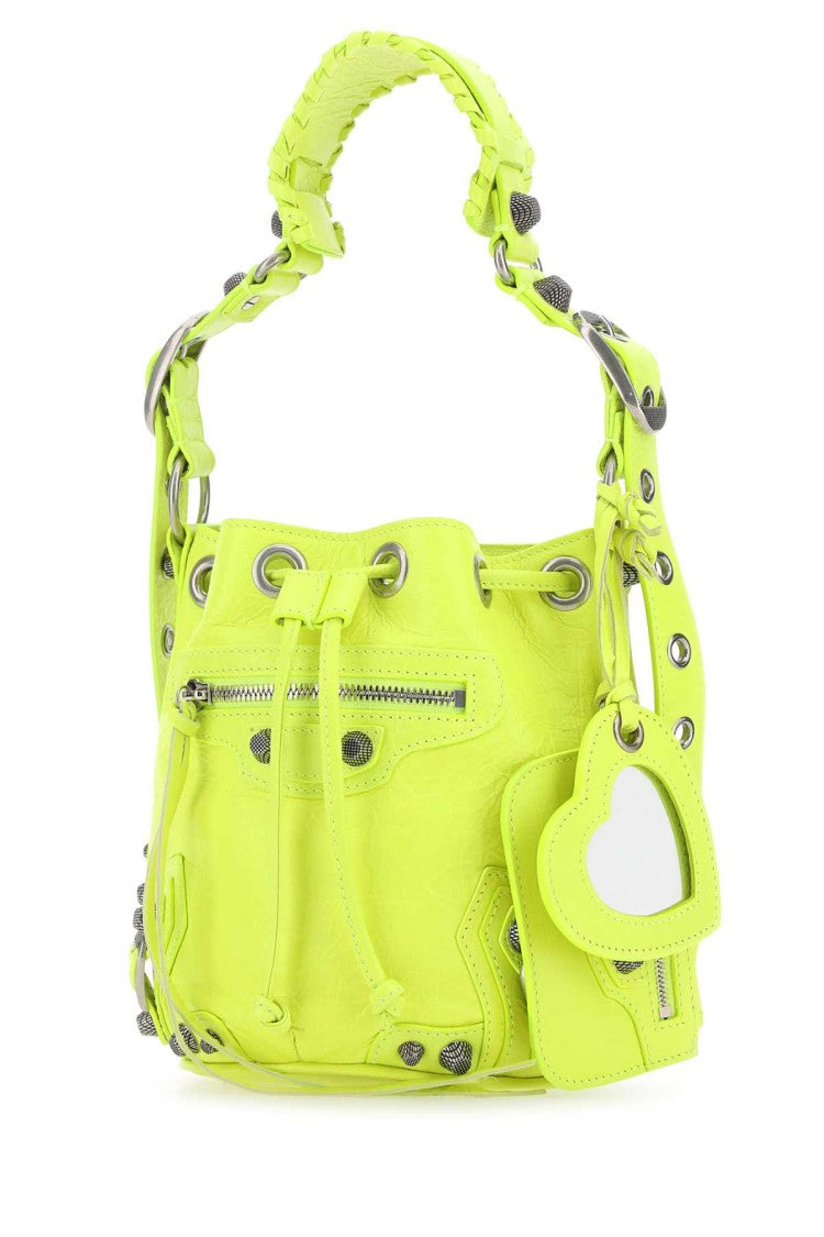 Balenciaga Fluo Yellow Leather Le Cagole Xs Bucket Bag