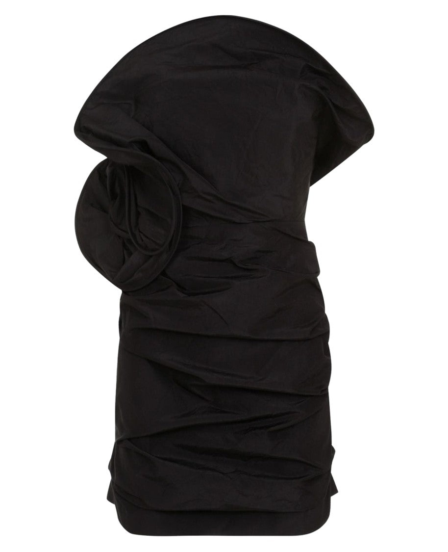 Magda Butrym Sculptural Rose Mini Dress In Black