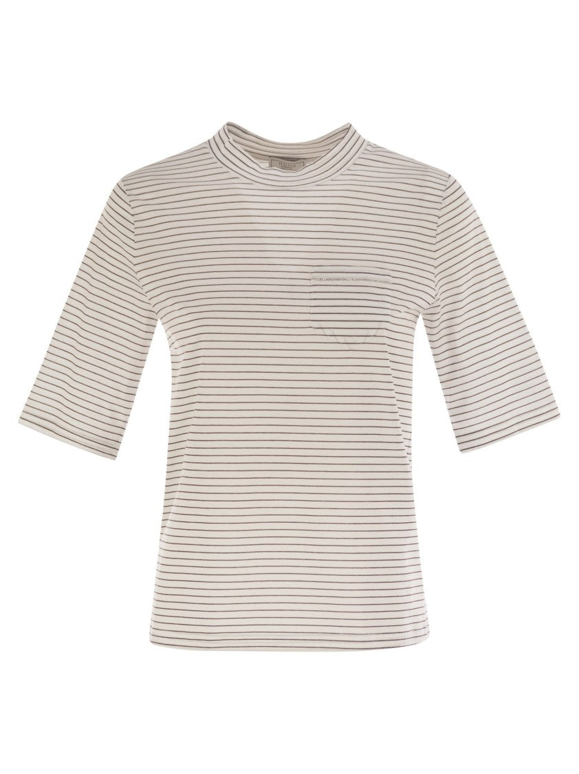Peserico Striped Cotton Jersey T-Shirt