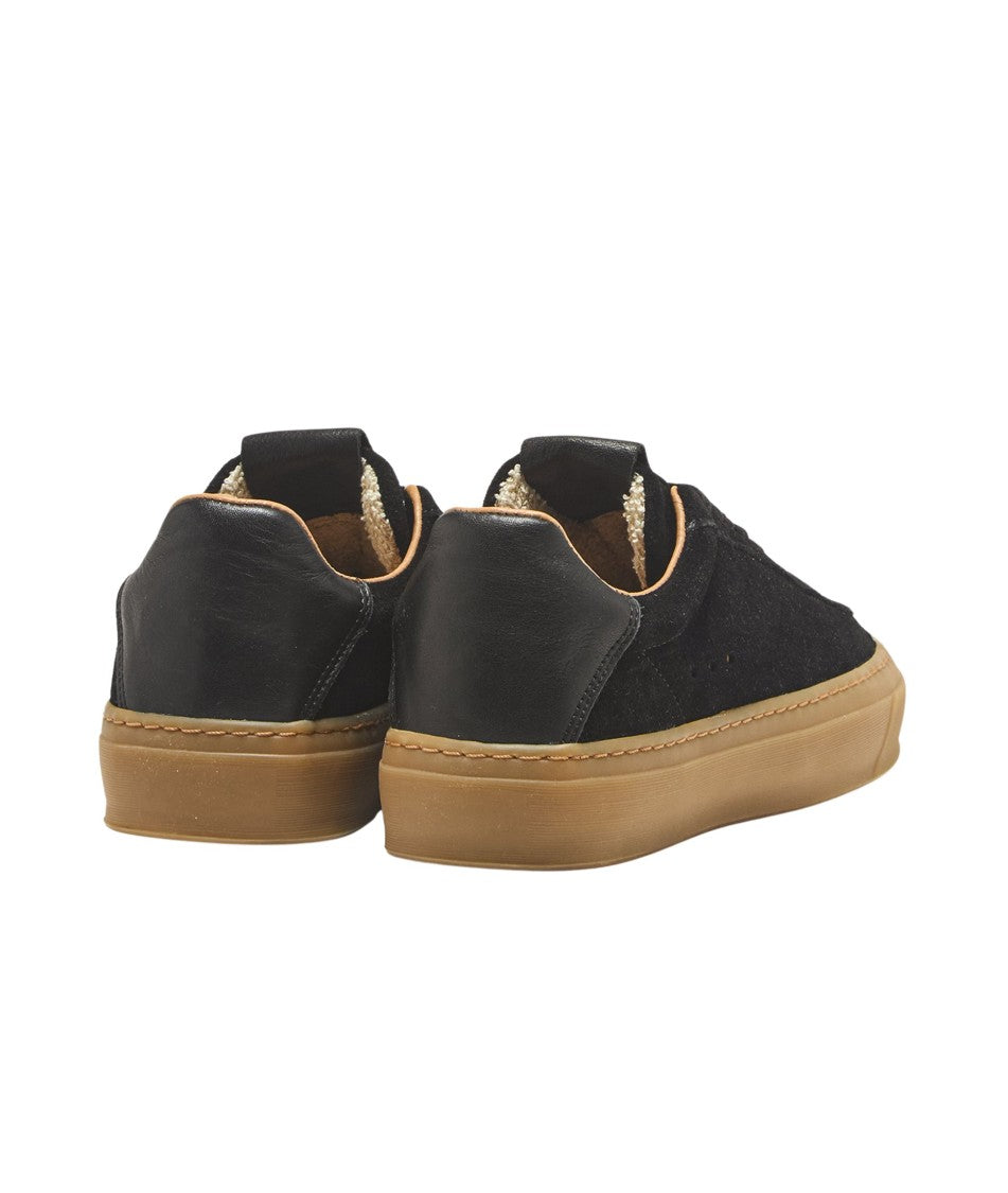 Aqua Alta Venice Black Suede Sneakers With Leather Accents