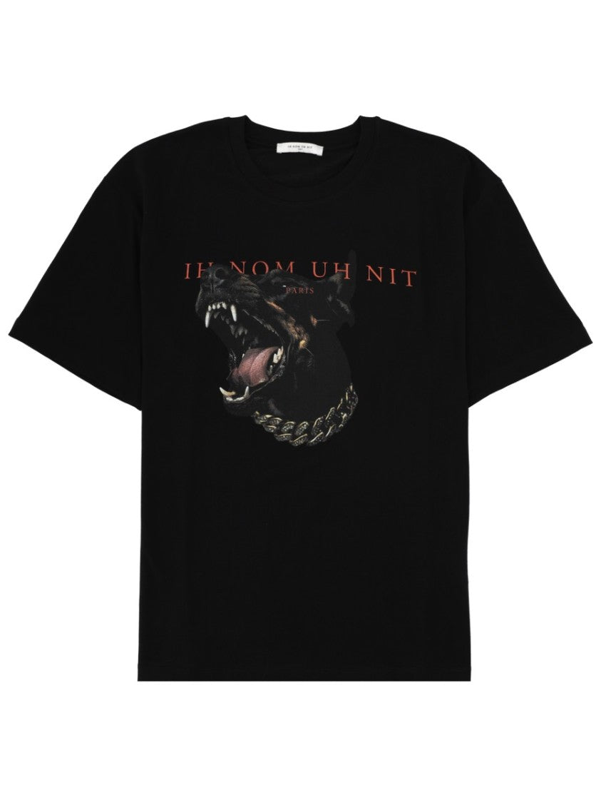 Ih Nom Uh Nit Black Snarling Dobermann Graphic Cotton T-Shirt