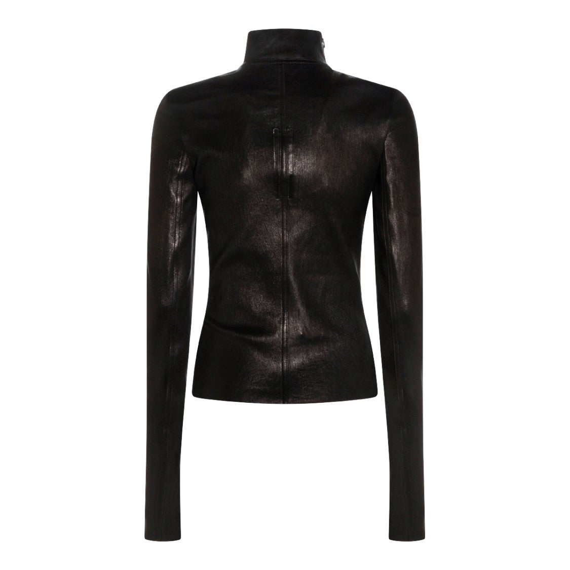 Rick Owens Fitted Asymmetrical Black Leather Jacket