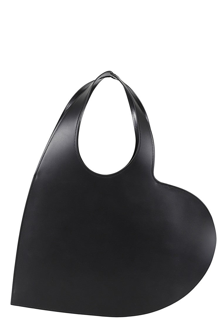 Coperni Black Heart Tote Double Handle Engraved Logo Suede Tote Bag
