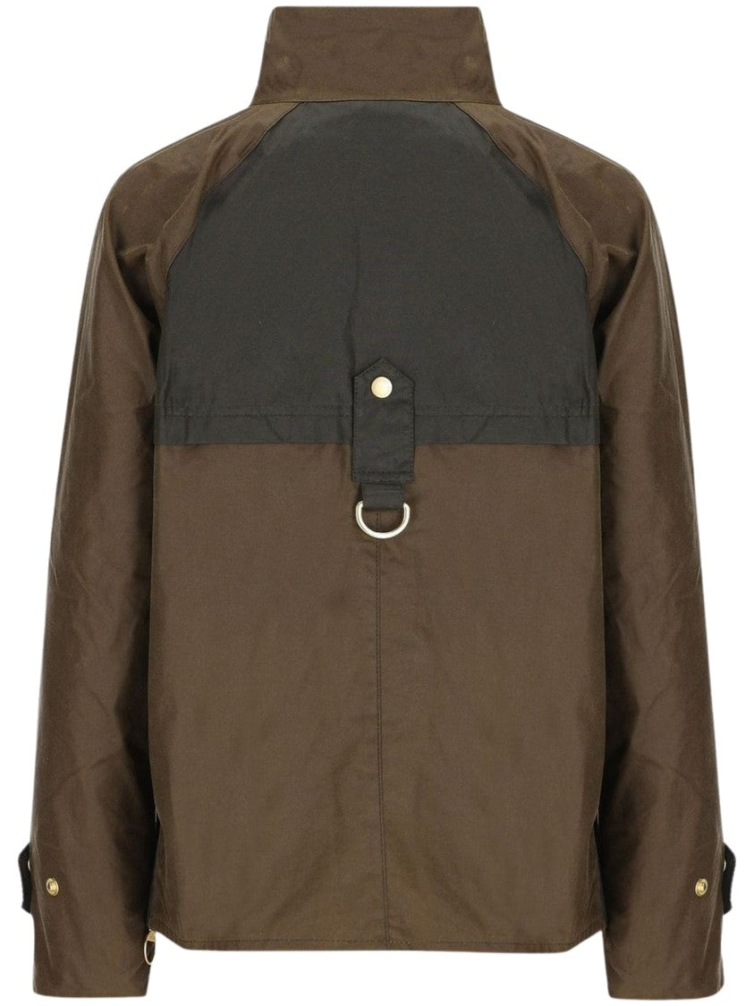 Barbour Two-Tone Waxed Jacket With High Collar And Corduroy Accents