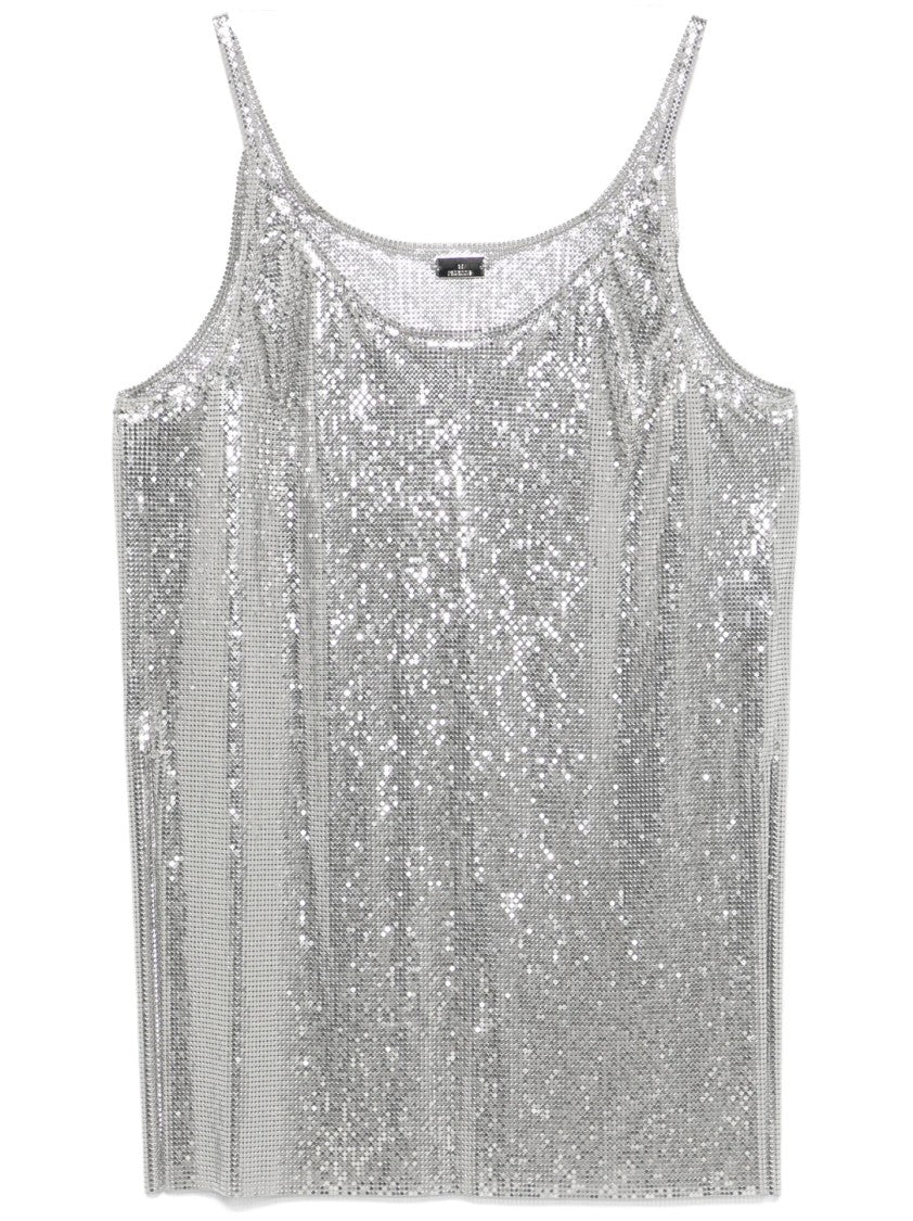 Rabanne Shimmering Silver Sequin Sleeveless Top