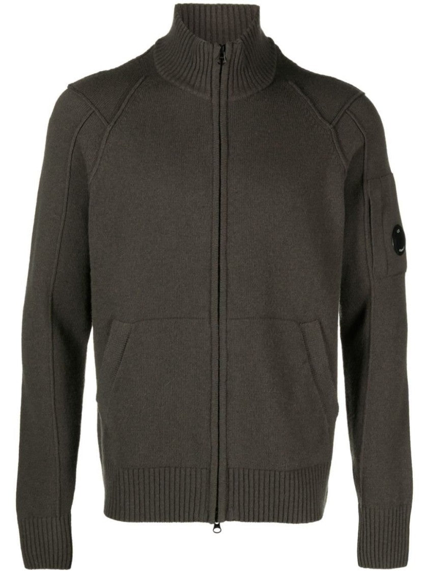 C.P. Company Green Knit Cardigan With Zip Front