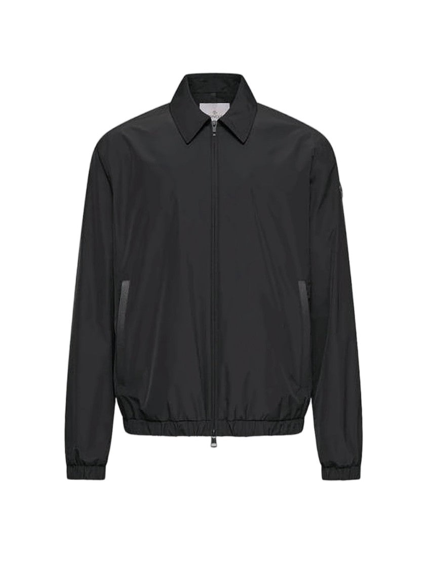 Moncler Minimalist Black Poly Jacket With Front Zipper And Logo Detail