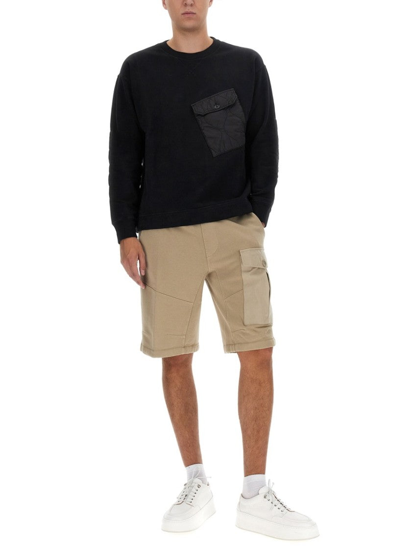 Ten C Quilted Pocket Black Sweatshirt