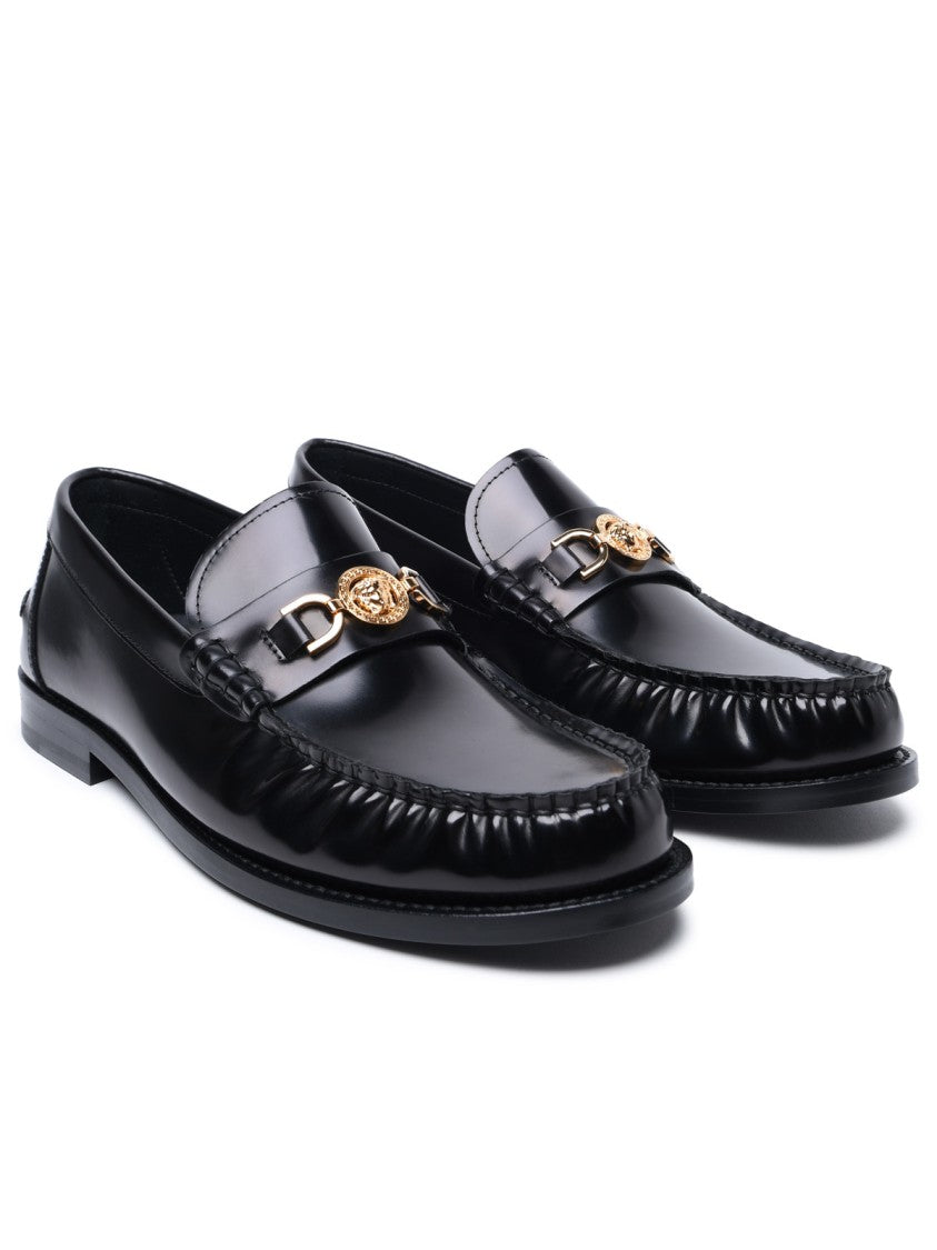 Versace Black Leather Loafers