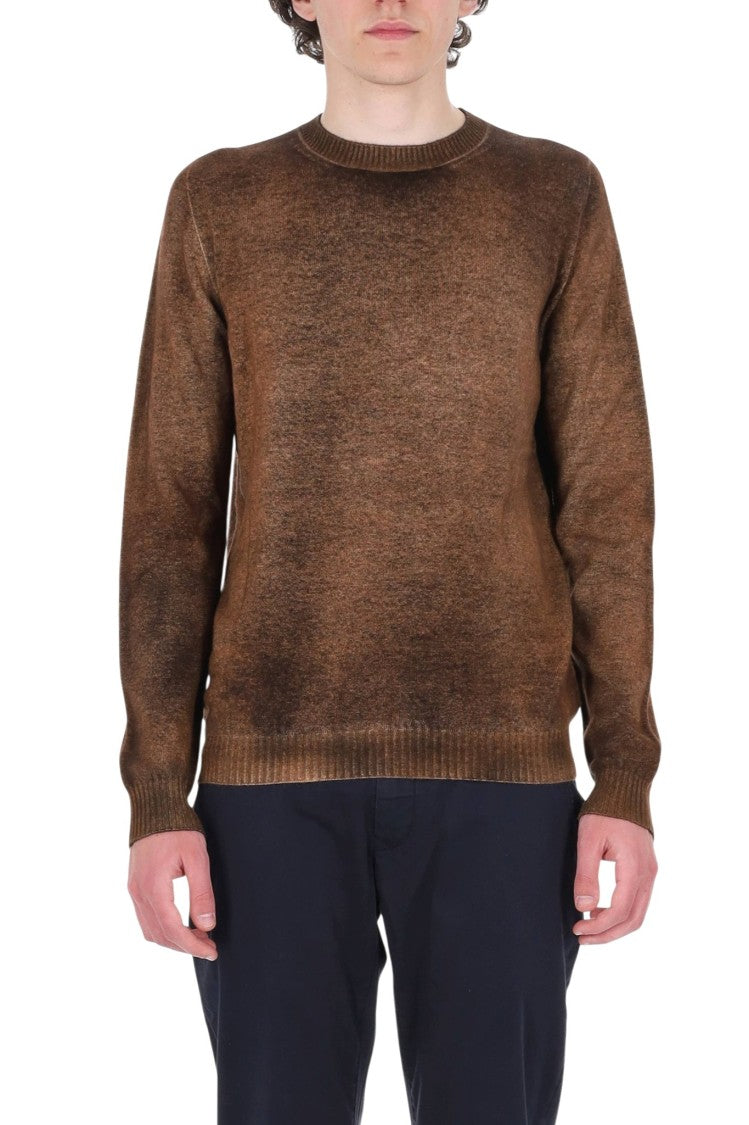 Avant Toi Brown Hand-Painted Cashmere Crewneck Sweater