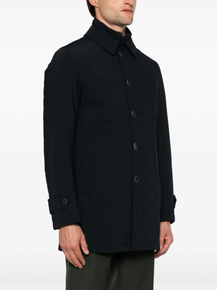 Herno Medium-Length Structured Coat With Button-Up Front