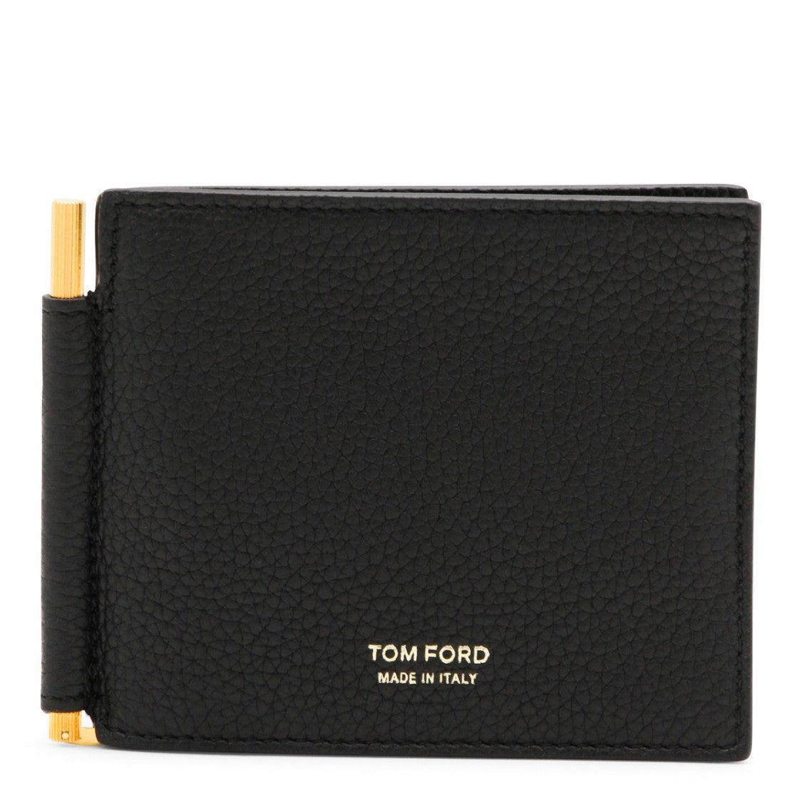 Tom Ford Textured Leather Bifold Wallet With Gold Embossed Logo