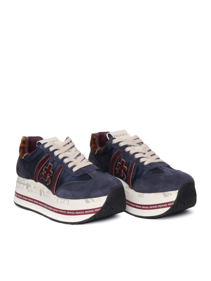 Premiata Layered Low-Top Sneakers With Calf Leather And Polyamide