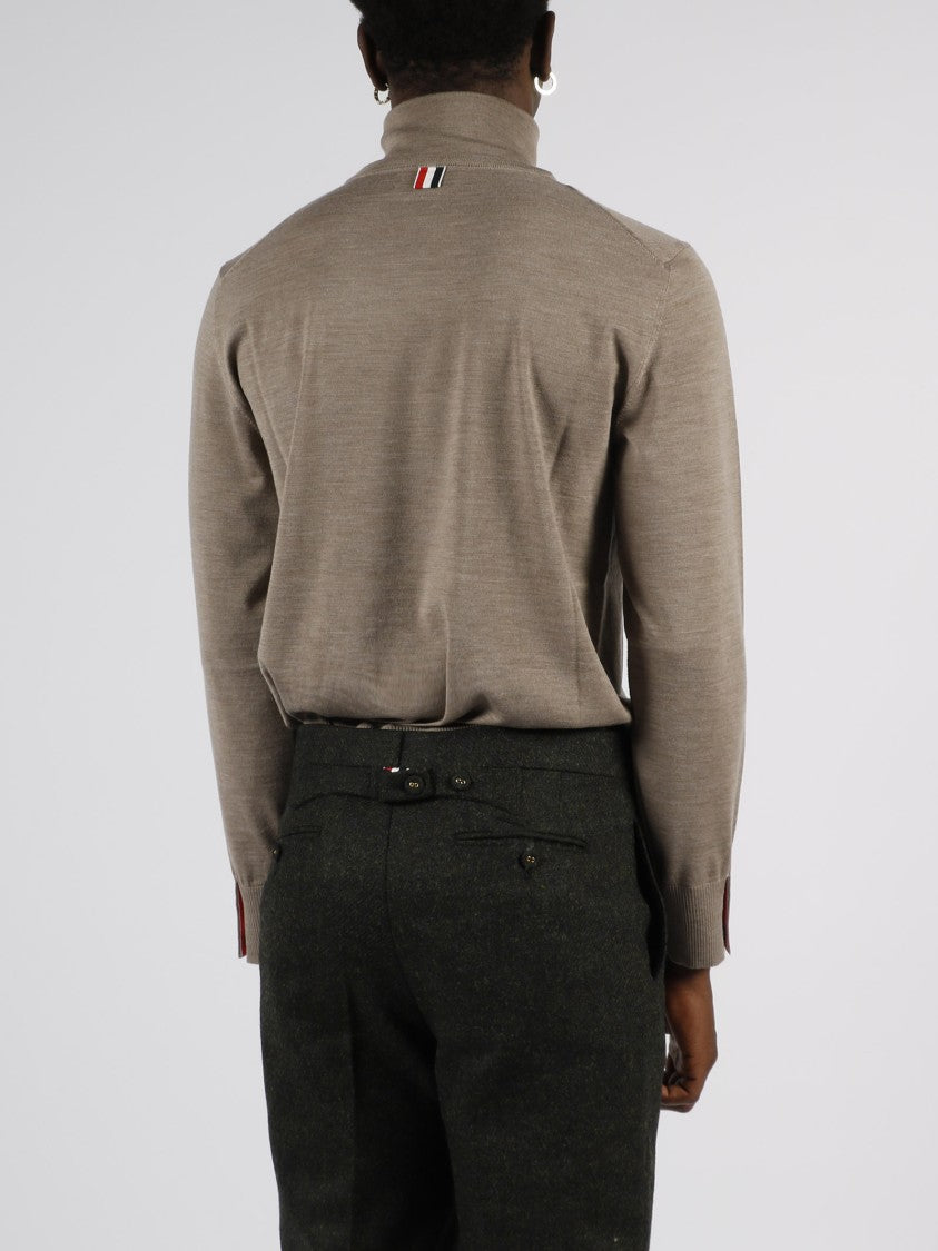 Thom Browne Rwb Stripe Intarsia Turtleneck Pullover