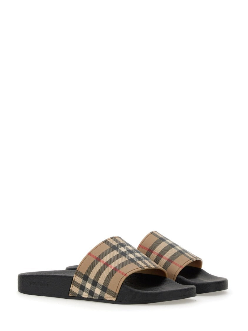 Burberry Check Pattern Beige Red Sandals