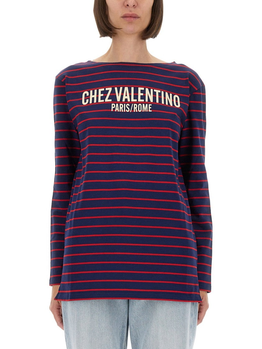 Valentino Striped Cotton Jersey T-Shirt
